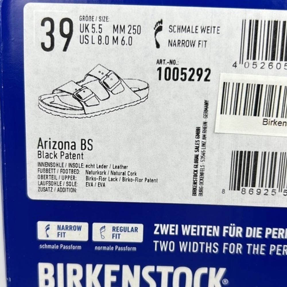 Birkenstock -‘Black Patent’ Arizona. Size: EU39 (US 8-8.5) Narrow. NWT. Firm! - Picture 5 of 5